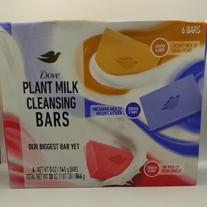 Dove Plant Milk Cleansing Bars 2 of Each Scent. 6 bars Total